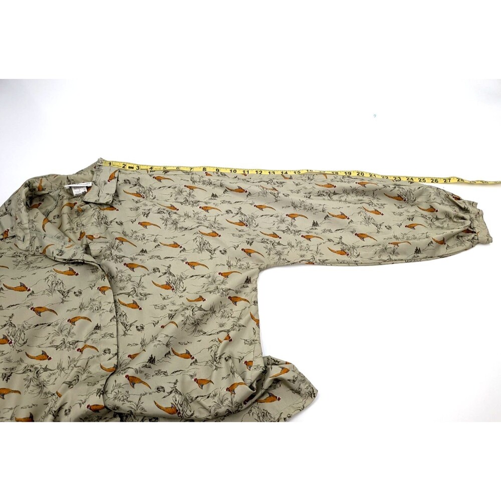 Vintage Weathervane Pheasant Bird Print Silky Blouse - Picture 7 of 10
